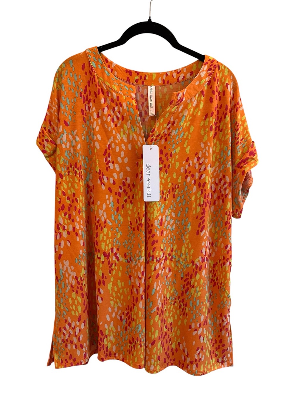 Dear Scarlett Orange Printed V-Neck Blouse
